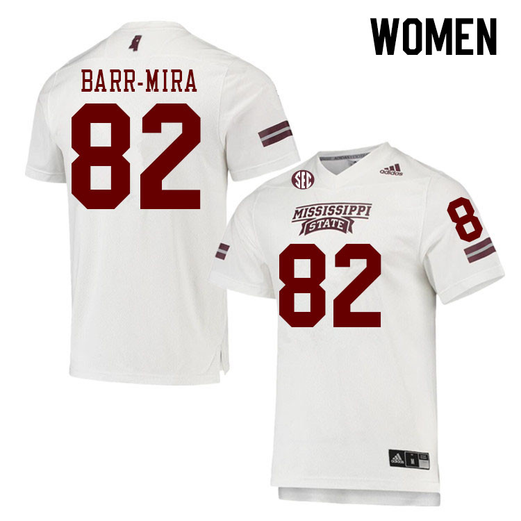 Women #82 Nick Barr-Mira Mississippi State Bulldogs College Football Jerseys Stitched Sale-White